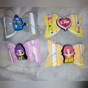 K Pop Demon Hunter Hair Bows - Pink, Purple, Yellow & Silver